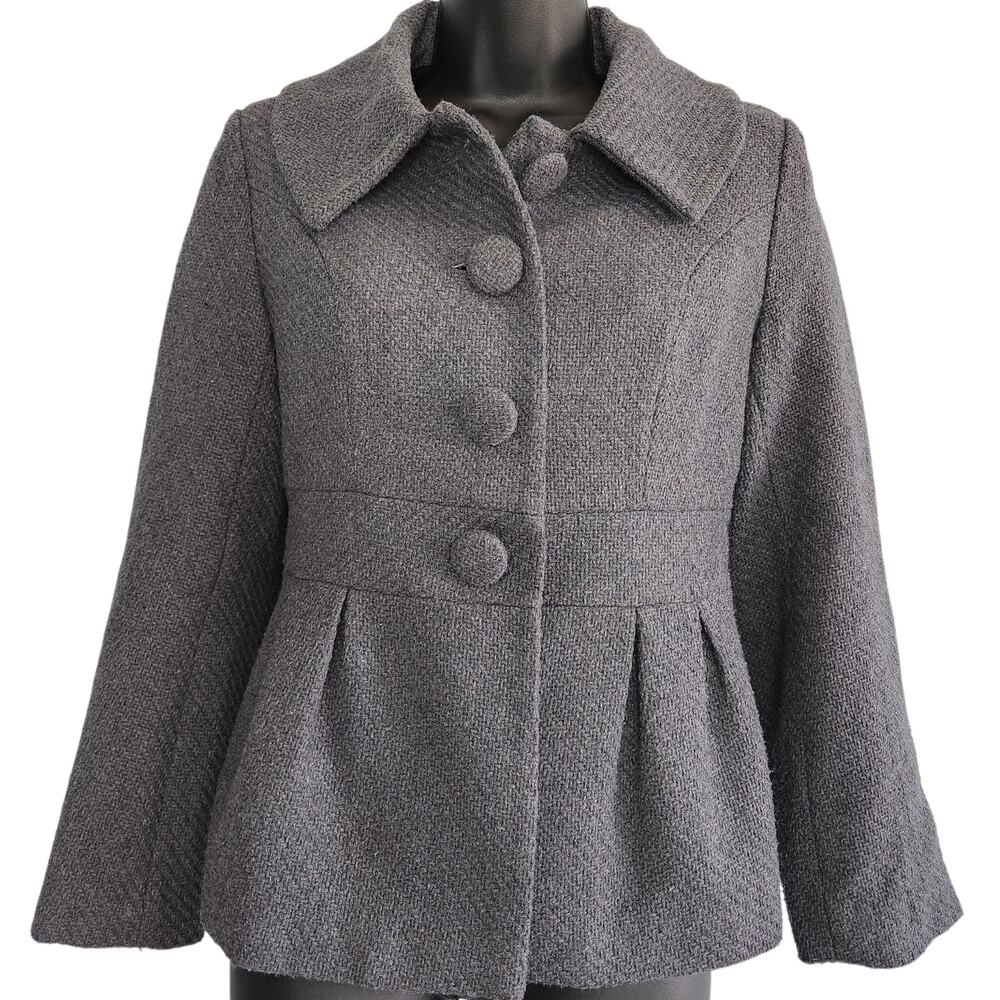 Y2K Tulle gray babydoll coat peplum size S